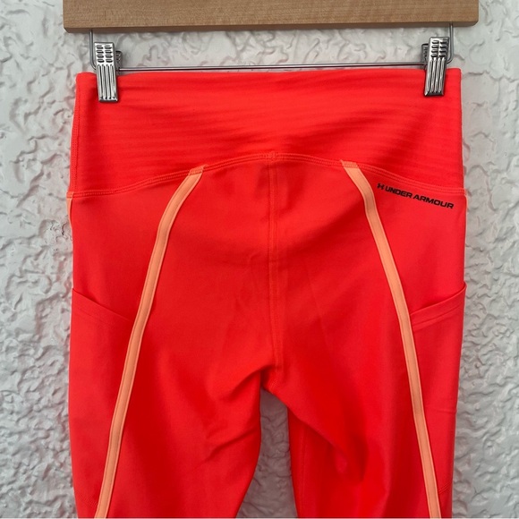 Under Armour Project Rock Women’s Neon Orange Side Strip Compression Leggings M - Picture 6 of 8